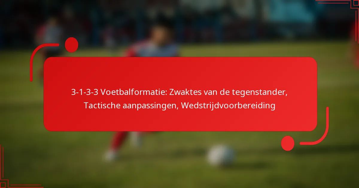 3-1-3-3 Voetbalformatie: Zwaktes van de tegenstander, Tactische aanpassingen, Wedstrijdvoorbereiding