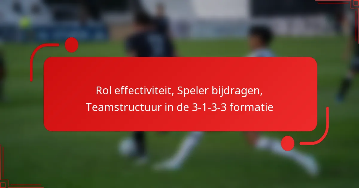 Rol effectiviteit, Speler bijdragen, Teamstructuur in de 3-1-3-3 formatie