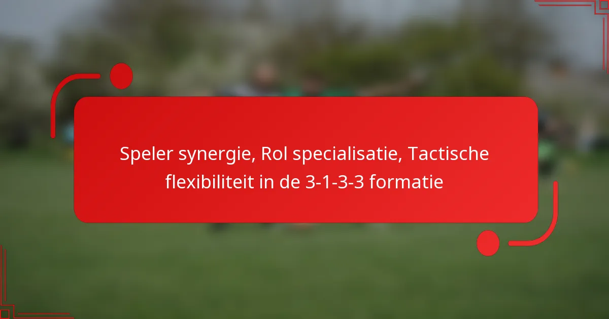 Speler synergie, Rol specialisatie, Tactische flexibiliteit in de 3-1-3-3 formatie