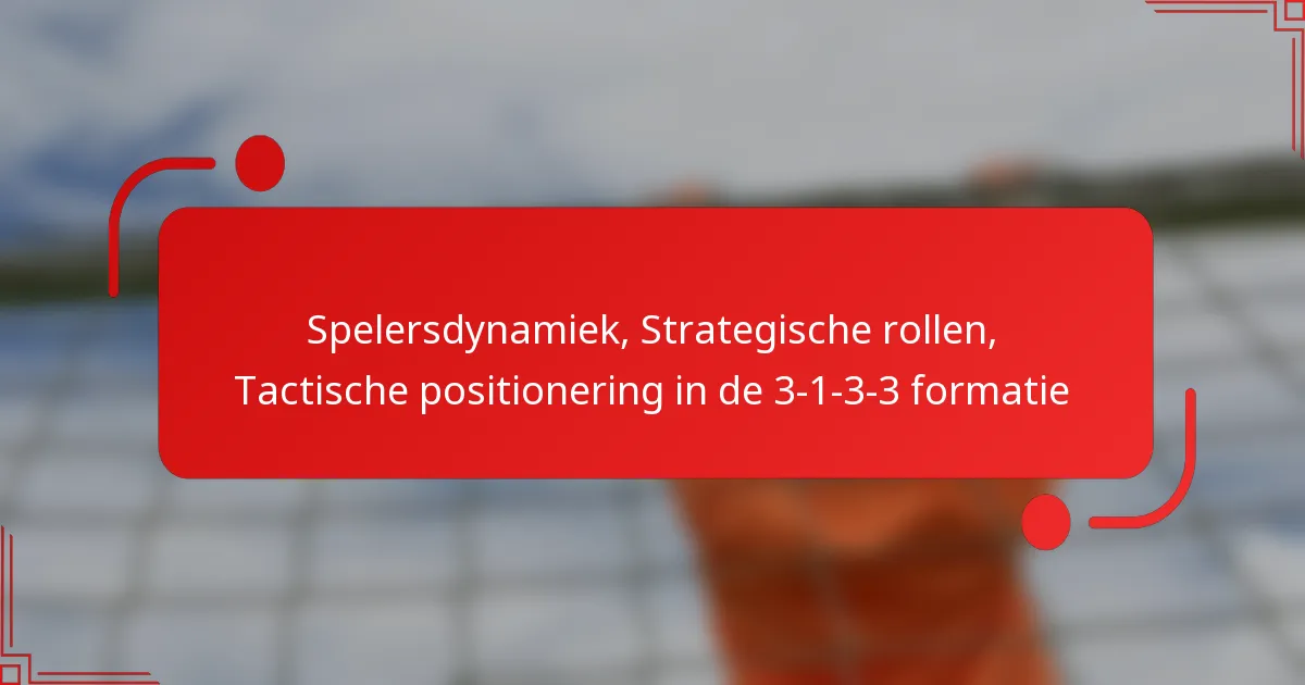 Spelersdynamiek, Strategische rollen, Tactische positionering in de 3-1-3-3 formatie