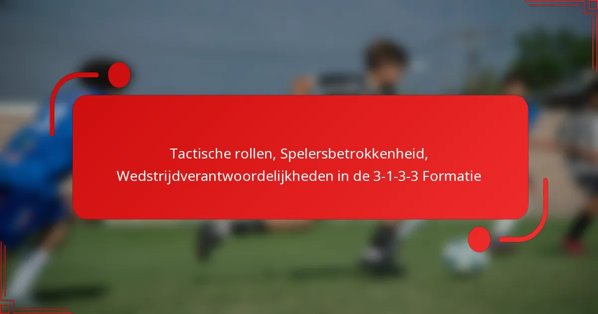 Tactische rollen, Spelersbetrokkenheid, Wedstrijdverantwoordelijkheden in de 3-1-3-3 Formatie