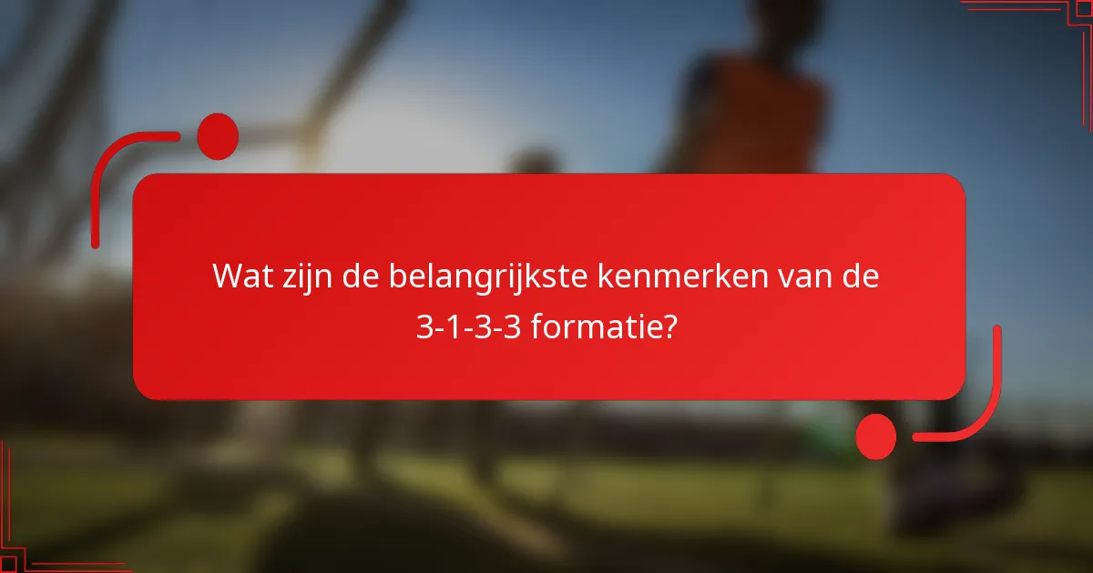 Wat zijn de belangrijkste kenmerken van de 3-1-3-3 formatie?