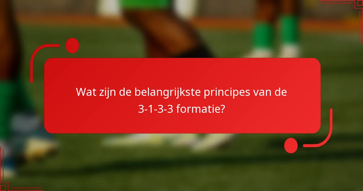 Wat zijn de belangrijkste principes van de 3-1-3-3 formatie?
