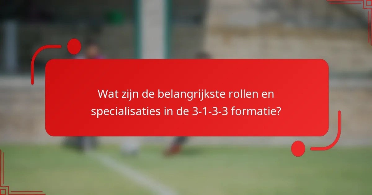 Wat zijn de belangrijkste rollen en specialisaties in de 3-1-3-3 formatie?