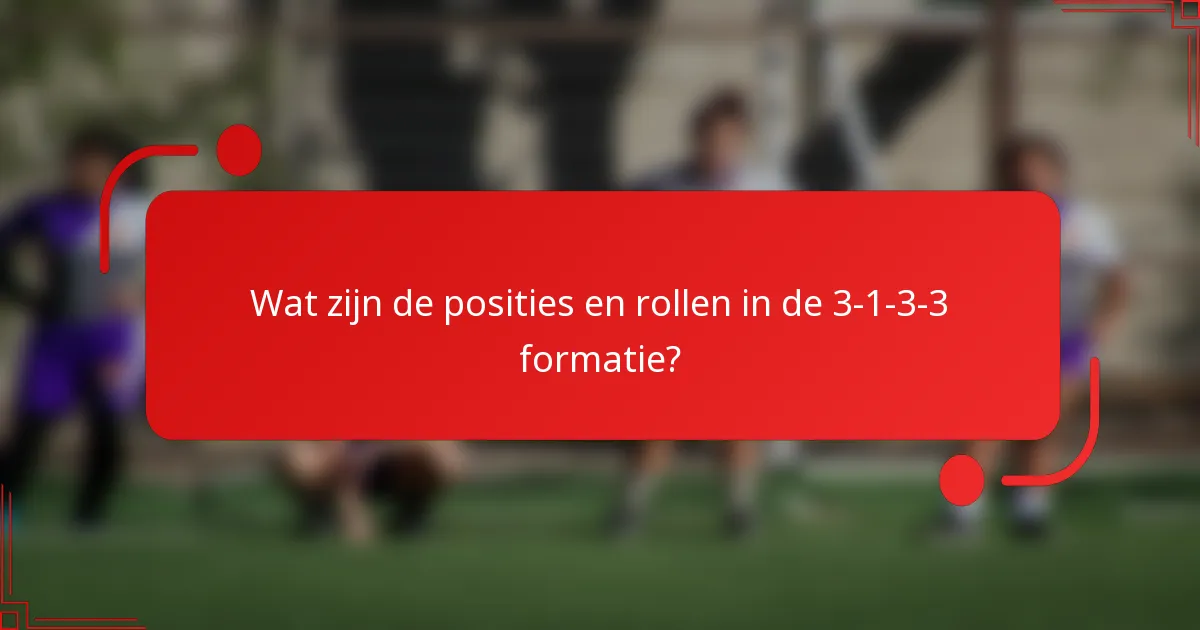 Wat zijn de posities en rollen in de 3-1-3-3 formatie?