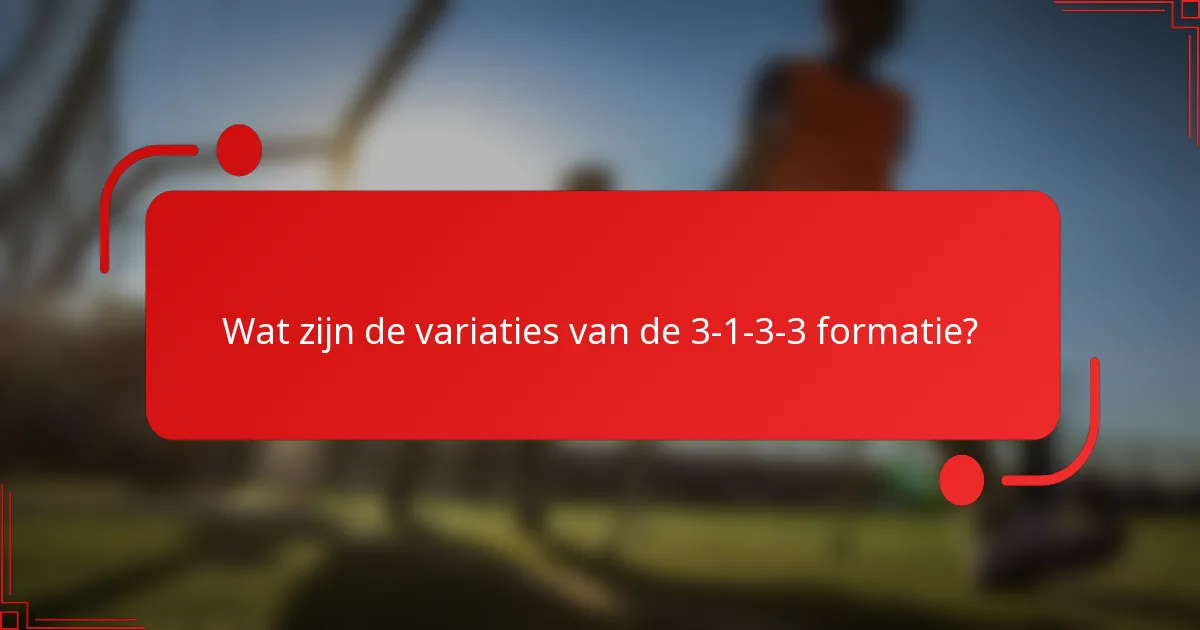 Wat zijn de variaties van de 3-1-3-3 formatie?